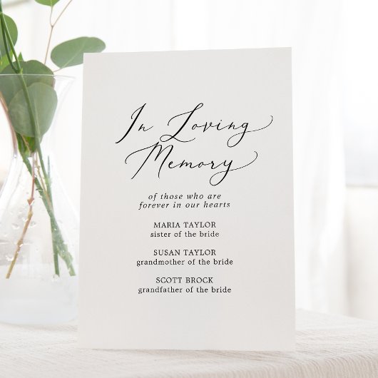 Delicaat zwart in liefdevolle herinnering Trouwmon Reclamebord Met Voetstuk