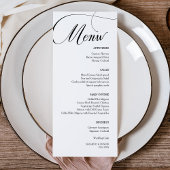 Delicaat zwart kalligrafie bruiloft diner menu