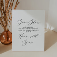 Delicaat zwart kalligrafie bruiloft glas