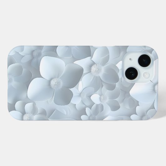 Delicate 3D Witte Bloemen Patroon Telefoonhoes Case-Mate iPhone Case (Achterkant (horizontaal))
