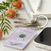 Delicate aangepaste lavendel Daisy Flower Sleutelhanger (Voorkant Rechts)