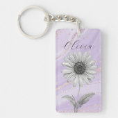 Delicate aangepaste lavendel Daisy Flower Sleutelhanger (Voorkant)