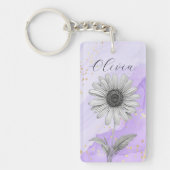 Delicate aangepaste lavendel Daisy Flower Sleutelhanger (Voorkant)