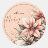 Delicate Aanpasbare Bloemig  Ronde Sticker (Voorkant)