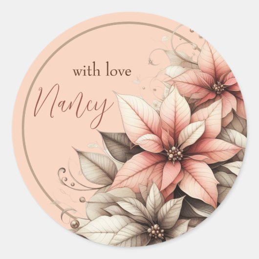 Delicate Aanpasbare Bloemig Ronde Sticker (Voorkant)