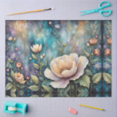 Delicate Abrikoos Cosmos op Teal Tissuepapier (Craft)