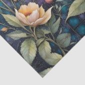 Delicate Abrikoos Cosmos op Teal Tissuepapier (Detail)