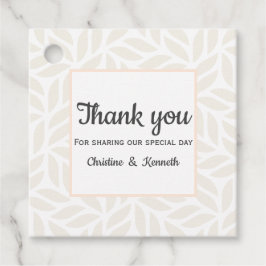 Delicate abstracte bladeren dank u bruiloft bedankjes labels