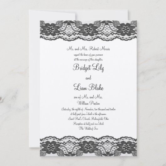 Delicate and Lacy Wedding Invitation - champagne Kaart (Voorkant)