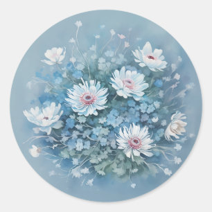 Delicate anemonen in een losse Waterverf Ronde Sticker
