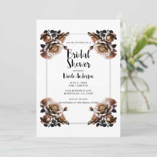 Delicate Antieke Perzikrozen Bruiloft  Kaart (Staand voorkant)