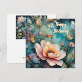 Delicate Apricot Cosmos on Teal Feestdagenkaart (Voorkant / Achterkant)