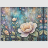 Delicate Apricot Cosmos on Teal Tissuepapier (Voorkant)