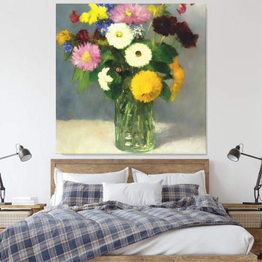 Delicate aquarel boeket kunst canvas afdruk (Insitu (Slaapkamer))