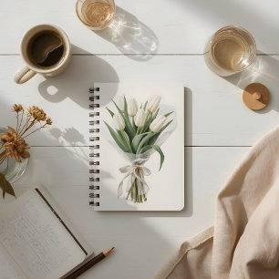 Delicate aquarel witte tulp boeket notitieboek