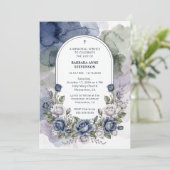 Delicate Arch Blue Green Floral Watercolor Effect  Kaart (Staand voorkant)