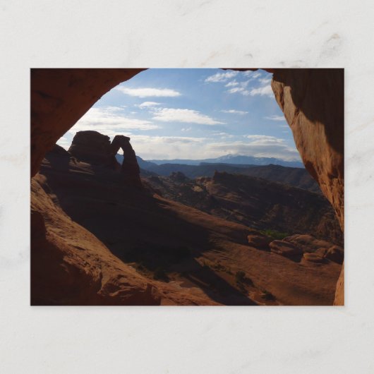 Delicate Arch door Rock Window bij Arches Briefkaart (Voorkant)