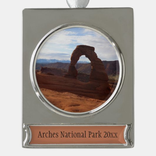 Delicate Arch I in Arches National Park Verzilverd Banner Ornament (Voorkant)