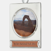 Delicate Arch I in Arches National Park Verzilverd Banner Ornament (Links)