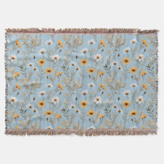 Delicate Australische wilde bloemen op blauw, Deken (Voorkant)