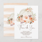 Delicate Autumn Pumpkin Herfst Floral Baby shower Bedankkaart (Voorkant / Achterkant)