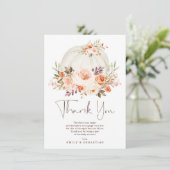 Delicate Autumn Pumpkin Herfst Floral Baby shower Bedankkaart (Staand voorkant)