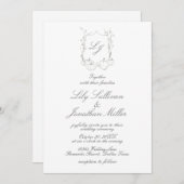 Delicate Autumn Pumpkin Monogram Crest Wedding Kaart (Voorkant / Achterkant)