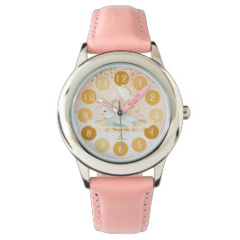 Delicate Baby Fairy Bird Illustration Girl Gift Horloge