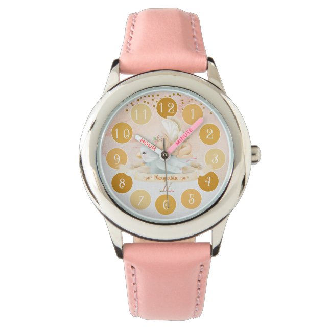 Delicate Baby Fairy Bird Illustration Girl Gift Horloge (Voorkant)