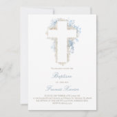 delicate baby's adem bloemen kruisen doop kaart (Voorkant)