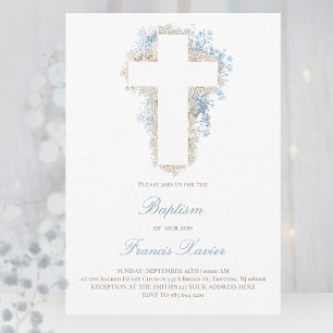 delicate baby's adem bloemen kruisen doop kaart