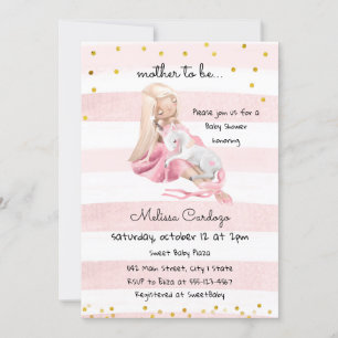 Delicate Ballerina and Unicorn Baby Shower Kaart
