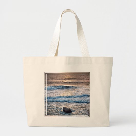 Delicate Beach Sunset Grote Tote Bag (Voorkant)