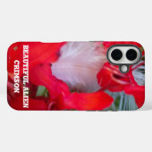 Delicate Beauty | Rode Bloem met Witte Veer Ar Case-Mate iPhone Case (Achterkant (horizontaal))