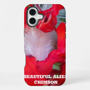 Delicate Beauty Rode Bloem met Witte Veer Ar iPhone 16 Plus Hoesje
