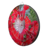 Delicate Beauty: rode bloem met witte veer Dartbord (Voorkant Rechts)