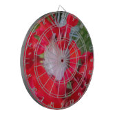 Delicate Beauty: rode bloem met witte veer Dartbord (Voorkant Links)