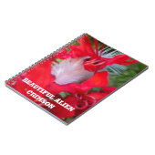 Delicate Beauty: rode bloem met witte veer Notitieboek (Linkerzijde)