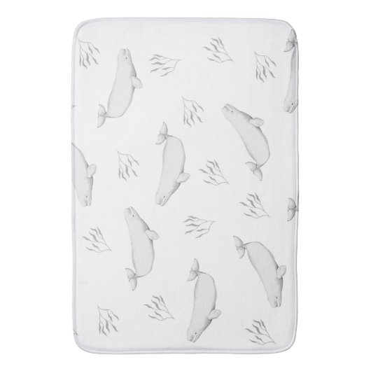 Delicate Beluga walvissen en illustratie van Zee-o Badmat (Voorkant Verticaal)