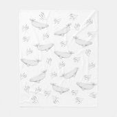 Delicate Beluga walvissen en illustratie van Zee-o Fleece Deken (Voorkant)