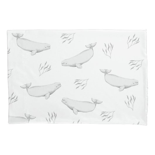 Delicate Beluga walvissen en illustratie van Zee-o Kussensloop (Voorkant)