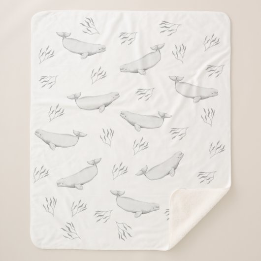 Delicate Beluga walvissen en illustratie van Zee-o Sherpa Deken (Voorkant)
