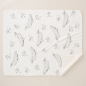 Delicate Beluga walvissen en illustratie van Zee-o Sherpa Deken (Voorkant (horizontaal))