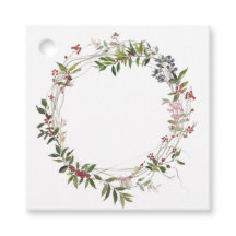 Delicate Berry en Foliage Wreath Gift Label