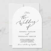 Delicate Black All in One QR Code Arch Wedding Kaart (Voorkant)