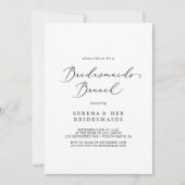 Delicate Black Calligraphy Bridesmaids Brunch Kaart (Voorkant)