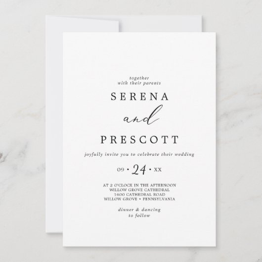 Delicate Black Calligraphy Casual Wedding Kaart (Voorkant)