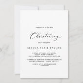 Delicate Black Calligraphy Christening Kaart (Voorkant)