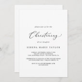 Delicate Black Calligraphy Christening Kaart (Voorkant / Achterkant)