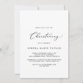 Delicate Black Calligraphy Christening Kaart